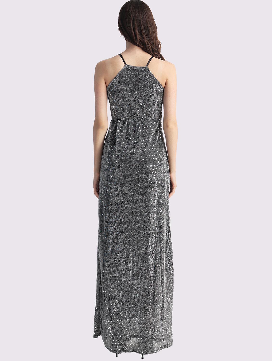 womengrey sequined shoulder strap a-line dress - 22054172 - Standard Image - 2