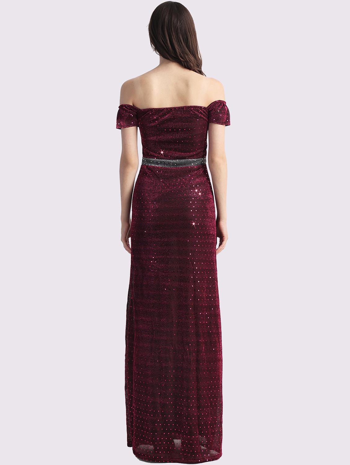 women sequined off shoulder a-line dress - 22054177 - Standard Image - 2