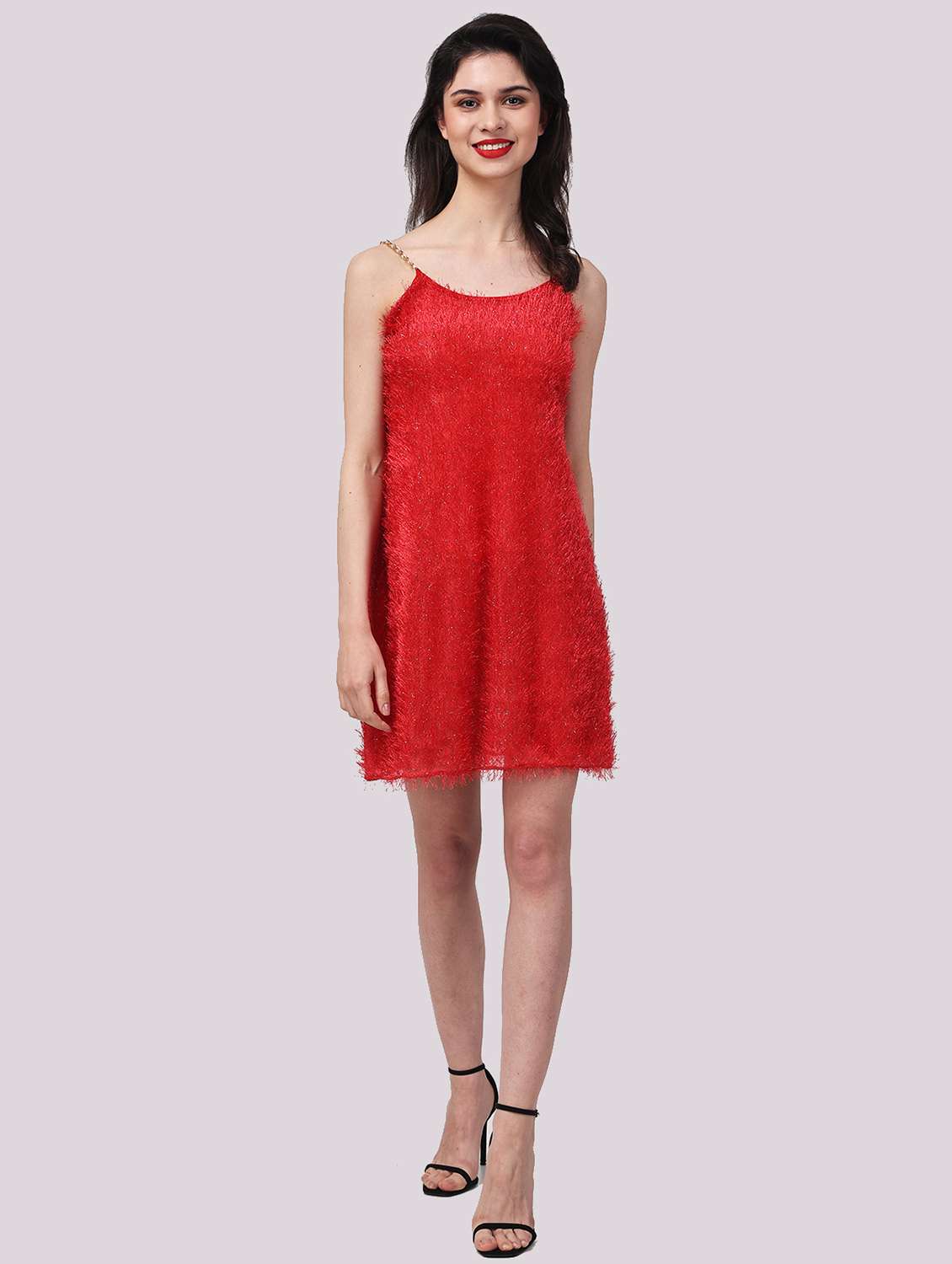 women self designed shoulder strap a-line dress