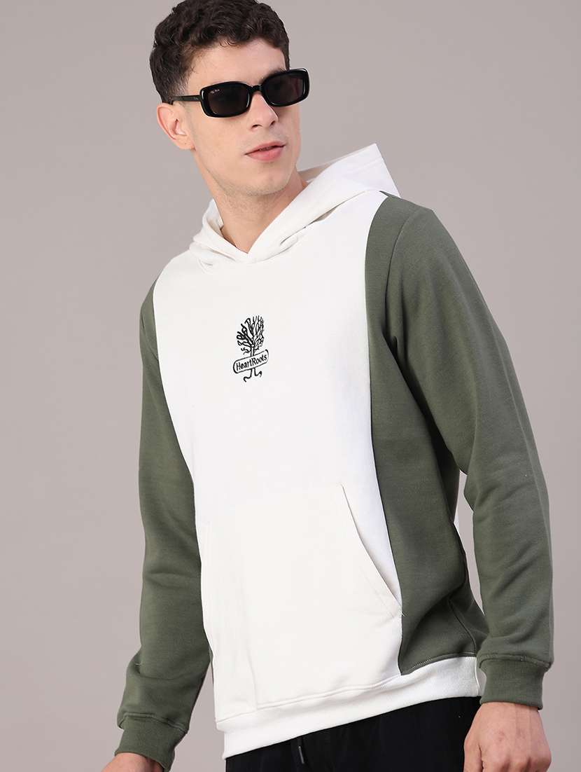 men printed long sleeve hooded sweatshirt