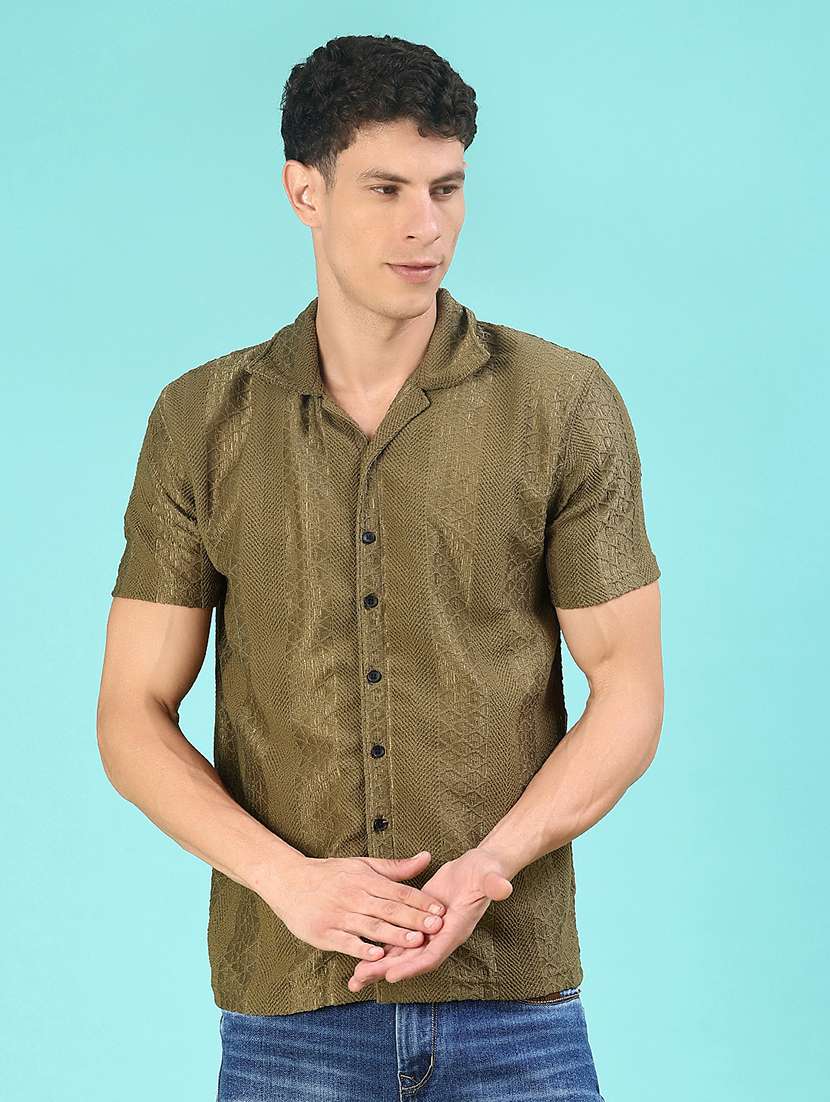 men self design short sleeve regular fit casual shirt - 22054309 -  Standard Image - 2