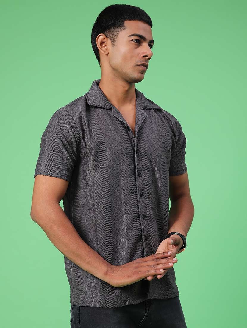 men self design short sleeve regular fit casual shirt - 22054310 -  Standard Image - 2