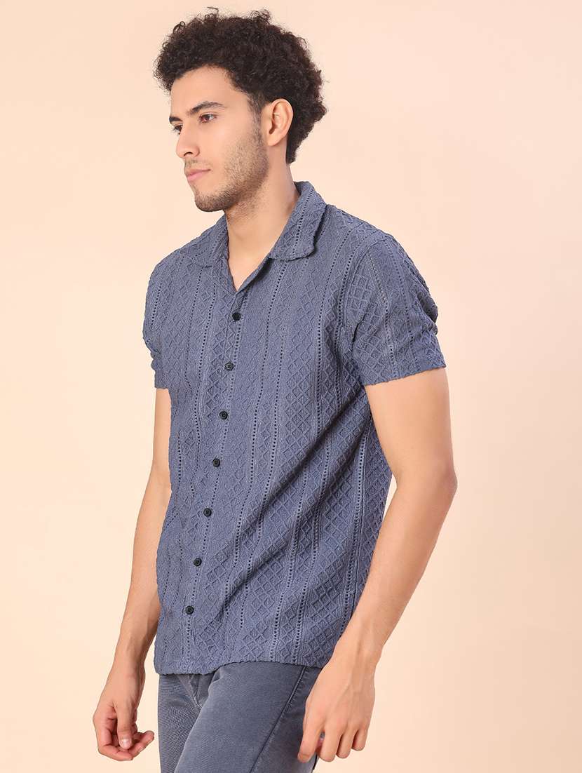 men self design short sleeve regular fit casual shirt - 22054318 -  Standard Image - 2