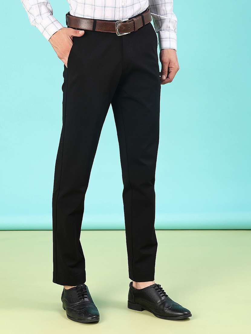 men solid mid rise slim fit formal trouser - 22054501 -  Standard Image - 2