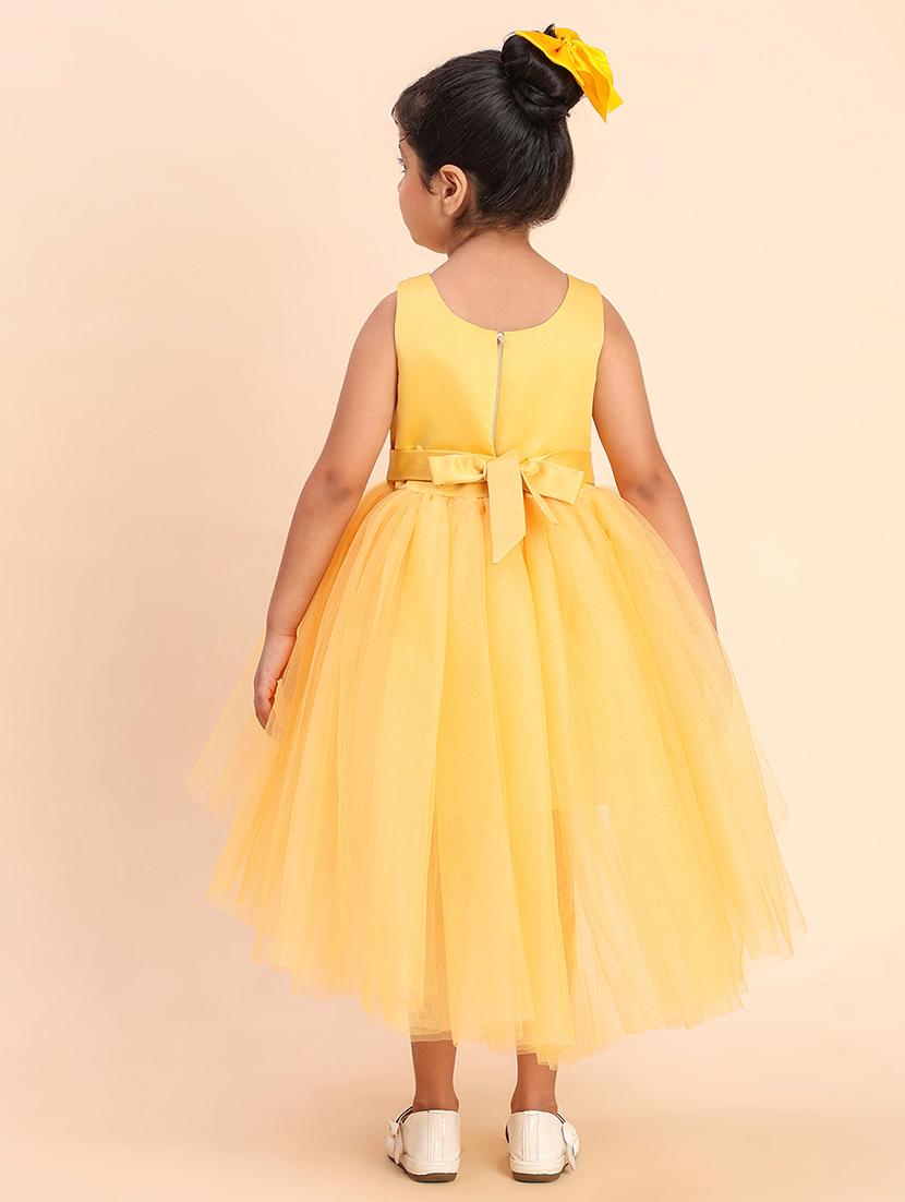 girls self designed round neck sleeveless high low dress - 22054930 - Standard Image - 2