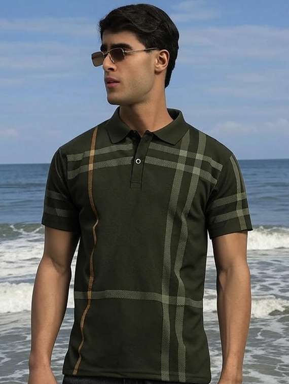 men printed short sleeve regular fit polo t-shirt