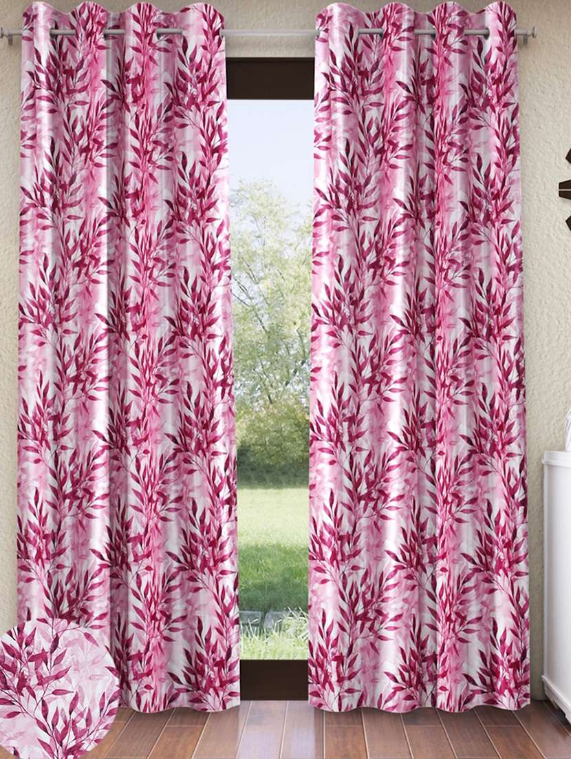 pack of 2 floral printed 7 feet door curtains
