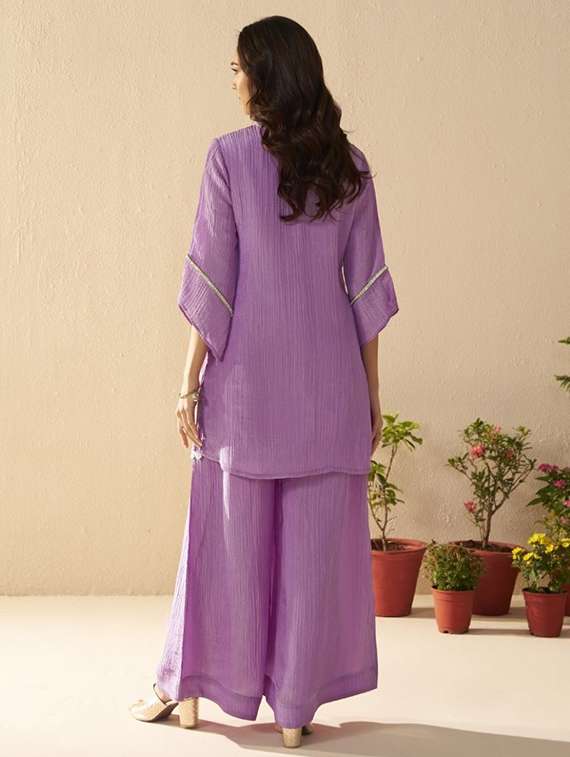 women three quarter sleeve regular fit ethnic co-ord set - 22055052 - Standard Image - 2