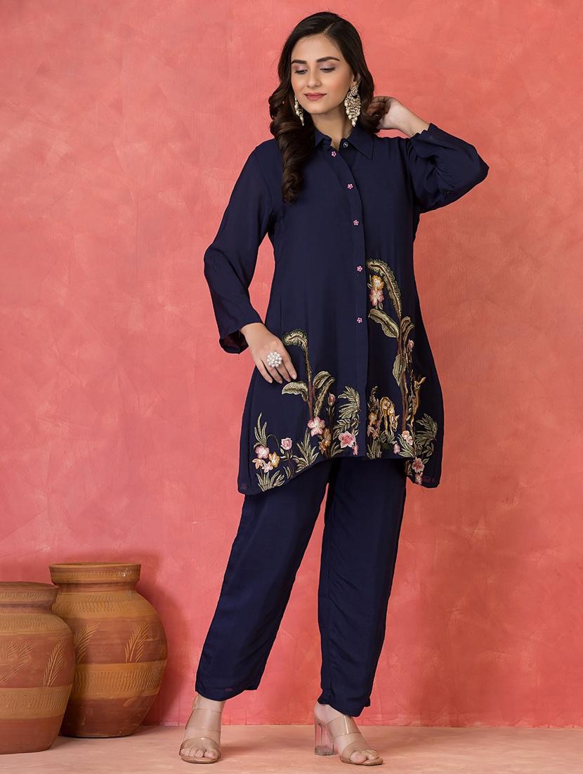 women long sleeve regular fit ethnic co-ord set - 22055055 - Standard Image - 2