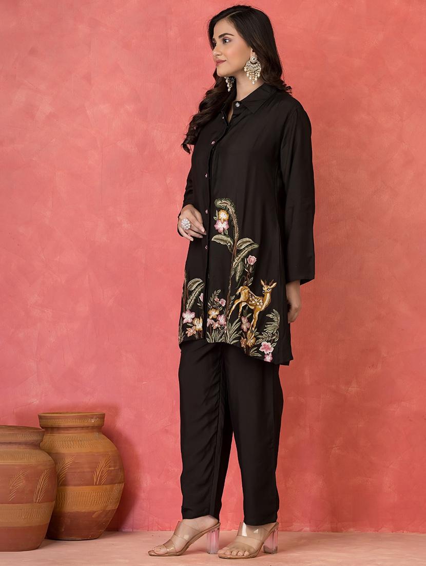 women long sleeve regular fit ethnic co-ord set - 22055056 - Standard Image - 2