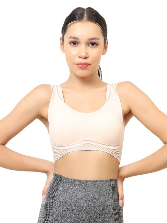 women solid lightly padded sports bra - 22055063 -  Standard Image - 2