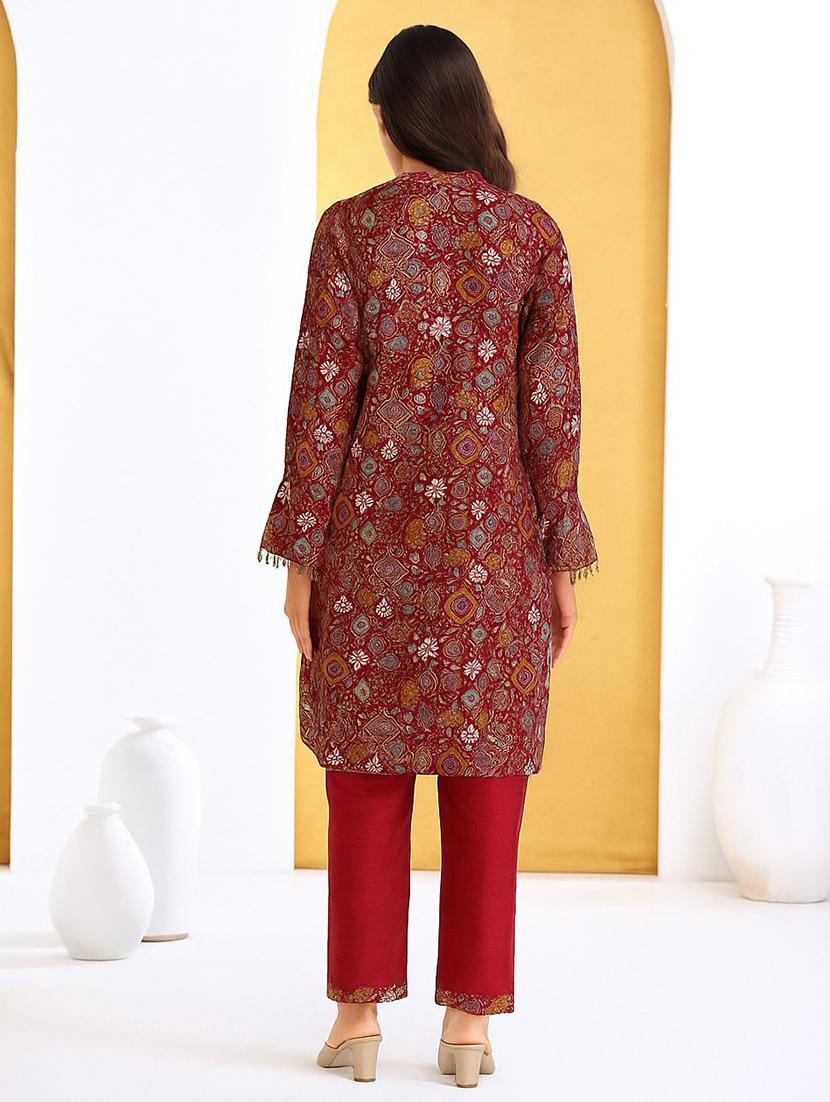 women printed long sleeve regular fit ethnic co-ord set - 22055072 - Standard Image - 2