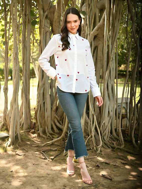 women printed collared long sleeve shirt - 22055101 - Standard Image - 2