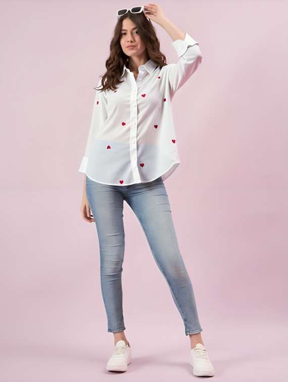 women printed collared long sleeve shirt - 22055102 - Standard Image - 2