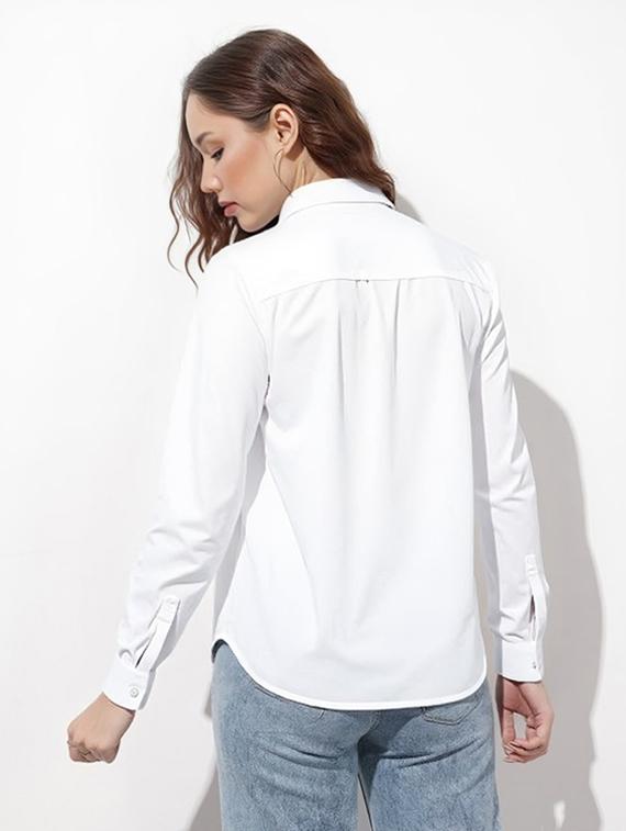 women printed collared long sleeve shirt - 22055109 - Standard Image - 2