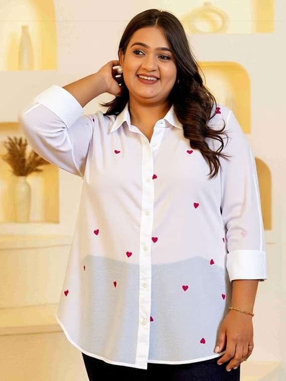 women plus size printed collared long sleeve shirt - 22055113 - Standard Image - 2