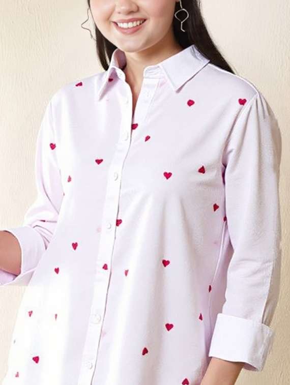 women plus size printed collared long sleeve shirt - 22055114 - Standard Image - 2