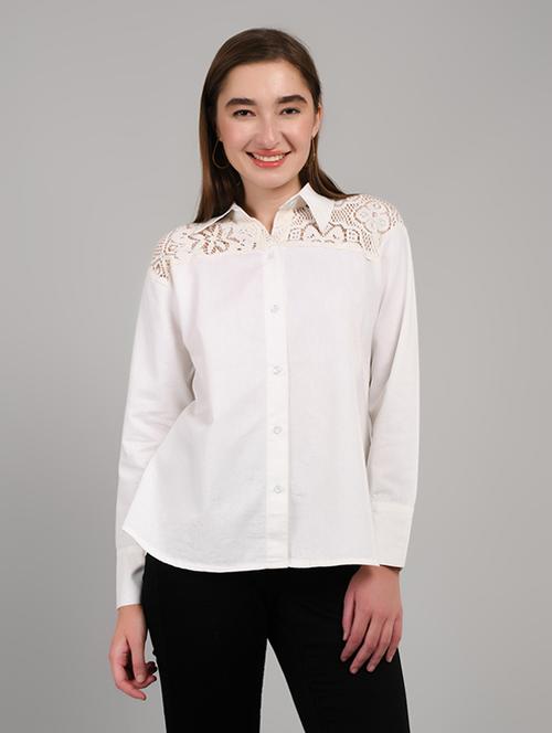 women solid collared long sleeve shirt - 22055116 - Standard Image - 0