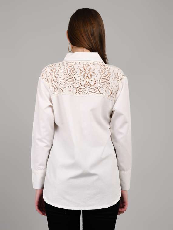 women solid collared long sleeve shirt - 22055116 -  Standard Image - 2