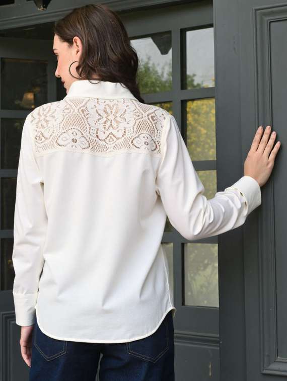 women solid collared long sleeve shirt - 22055118 - Standard Image - 2