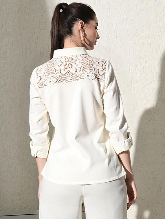 women solid collared long sleeve shirt - 22055121 - Standard Image - 2