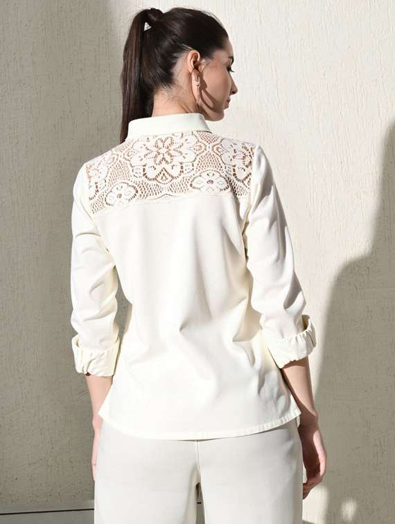 women solid collared long sleeve shirt - 22055121 -  Standard Image - 2