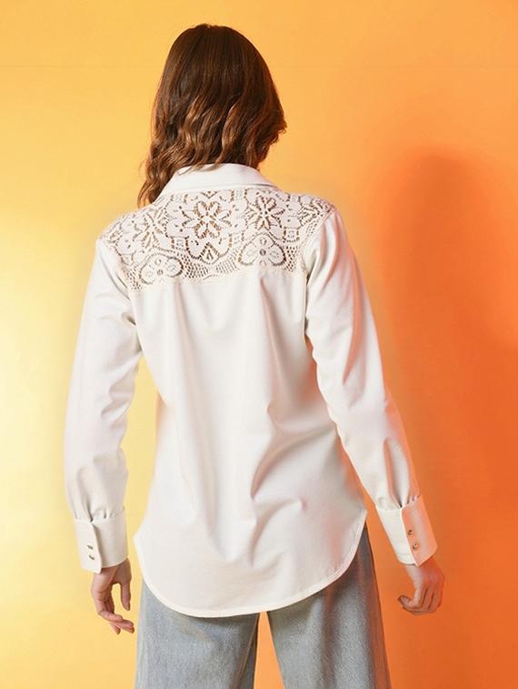women solid collared long sleeve shirt - 22055122 - Standard Image - 2