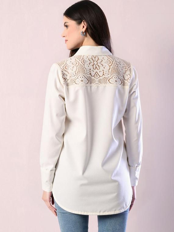 women solid collared long sleeve shirt - 22055130 - Standard Image - 2