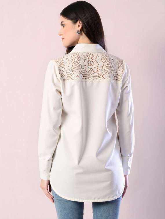 women solid collared long sleeve shirt - 22055130 - Standard Image - 2