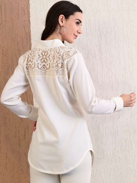 women solid collared long sleeve shirt - 22055131 - Standard Image - 2