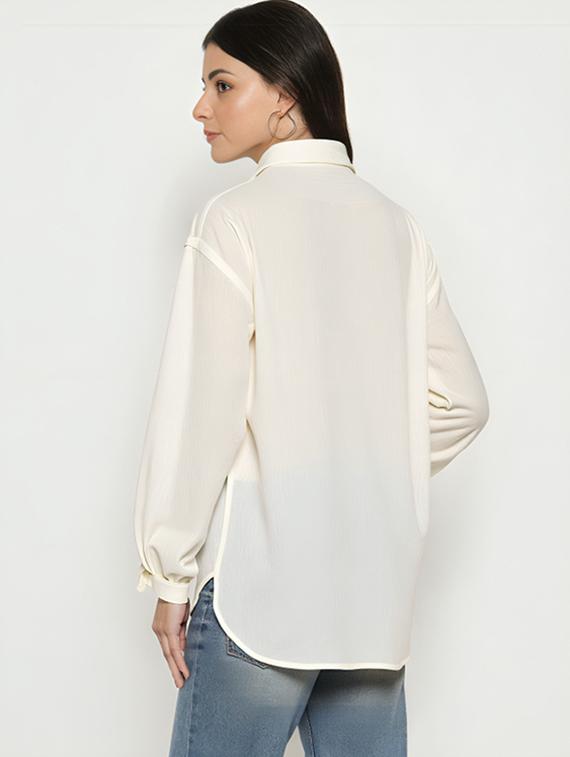 women plus size solid collared long sleeve shirt - 22055148 - Standard Image - 2