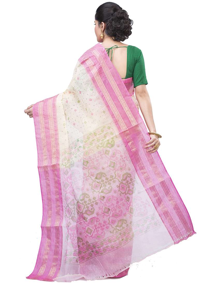 pink cotton blend tant saree - 22055452 - Standard Image - 2