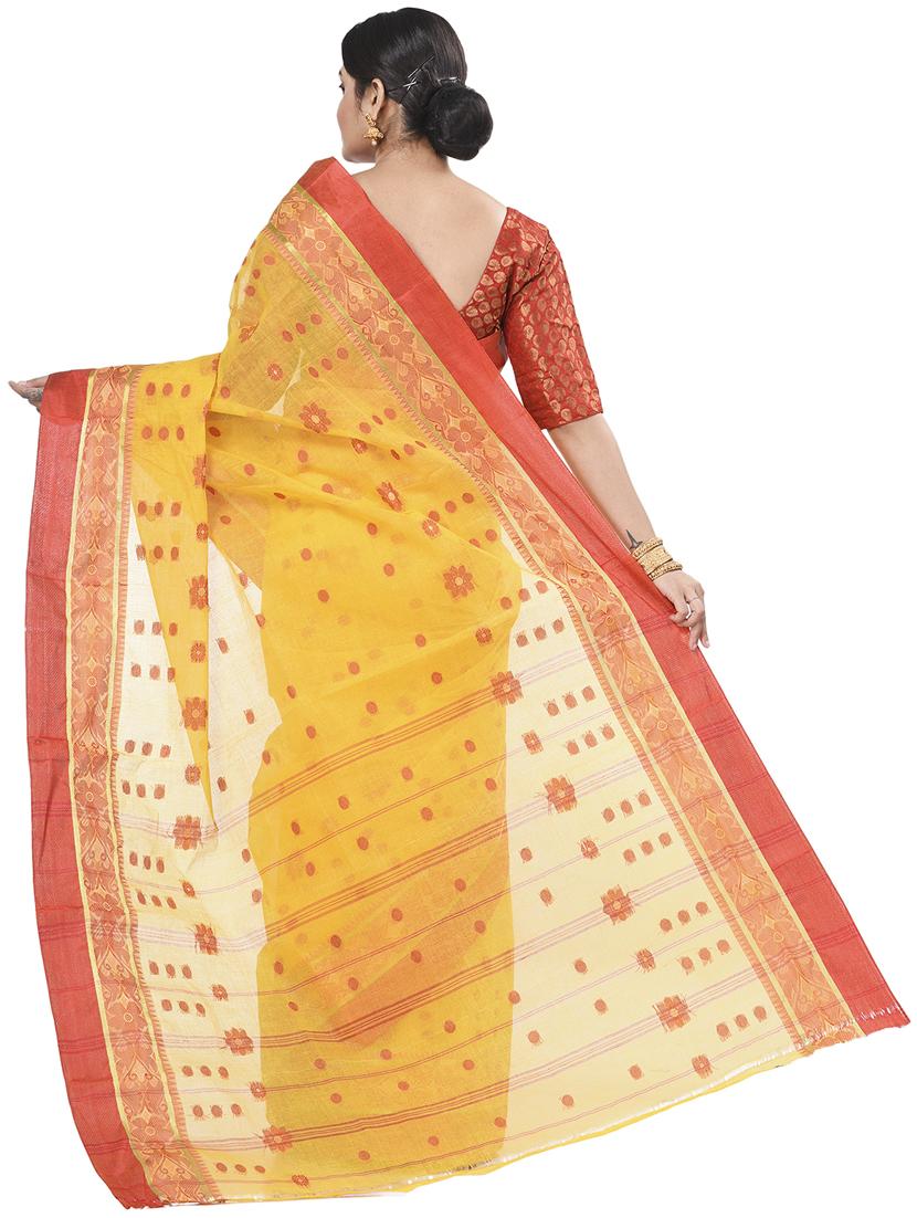 yellow cotton tant saree - 22055573 - Standard Image - 2