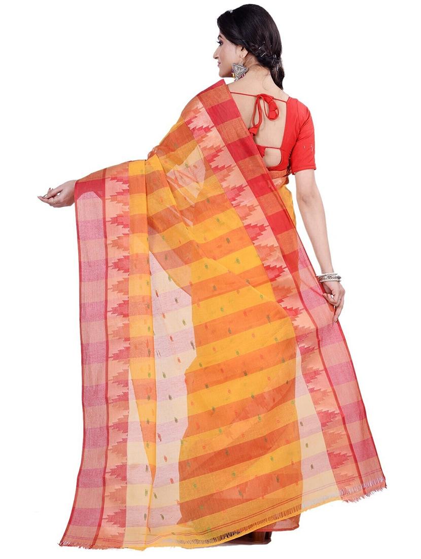 yellow cotton tant saree - 22055583 - Standard Image - 2