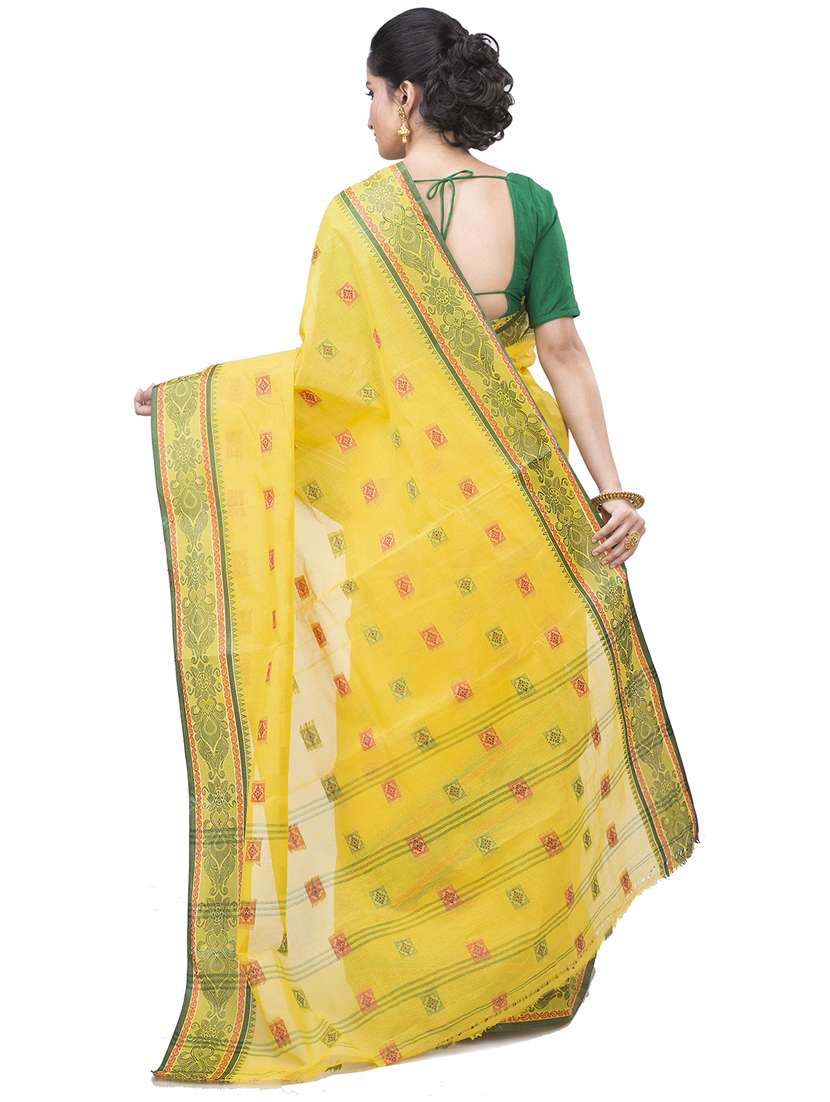 yellow cotton tant saree - 22055625 - Standard Image - 2