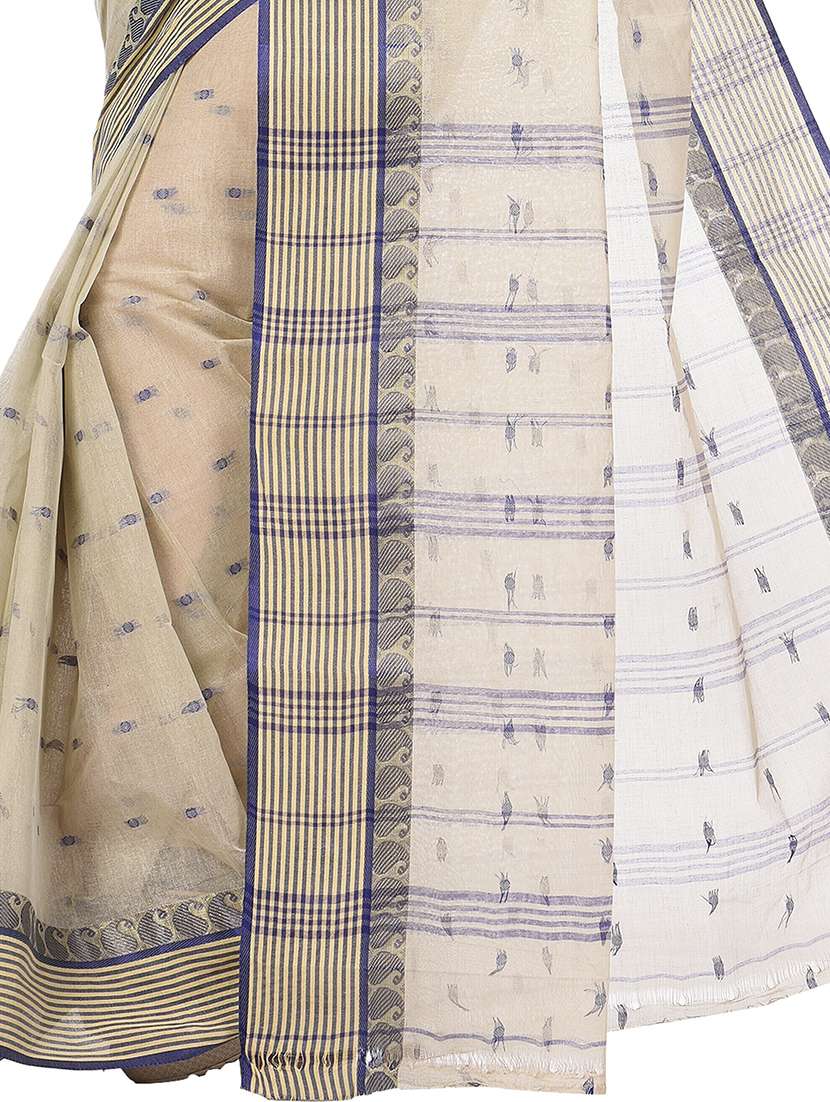 beige cotton tant saree - 22055699 - Standard Image - 2