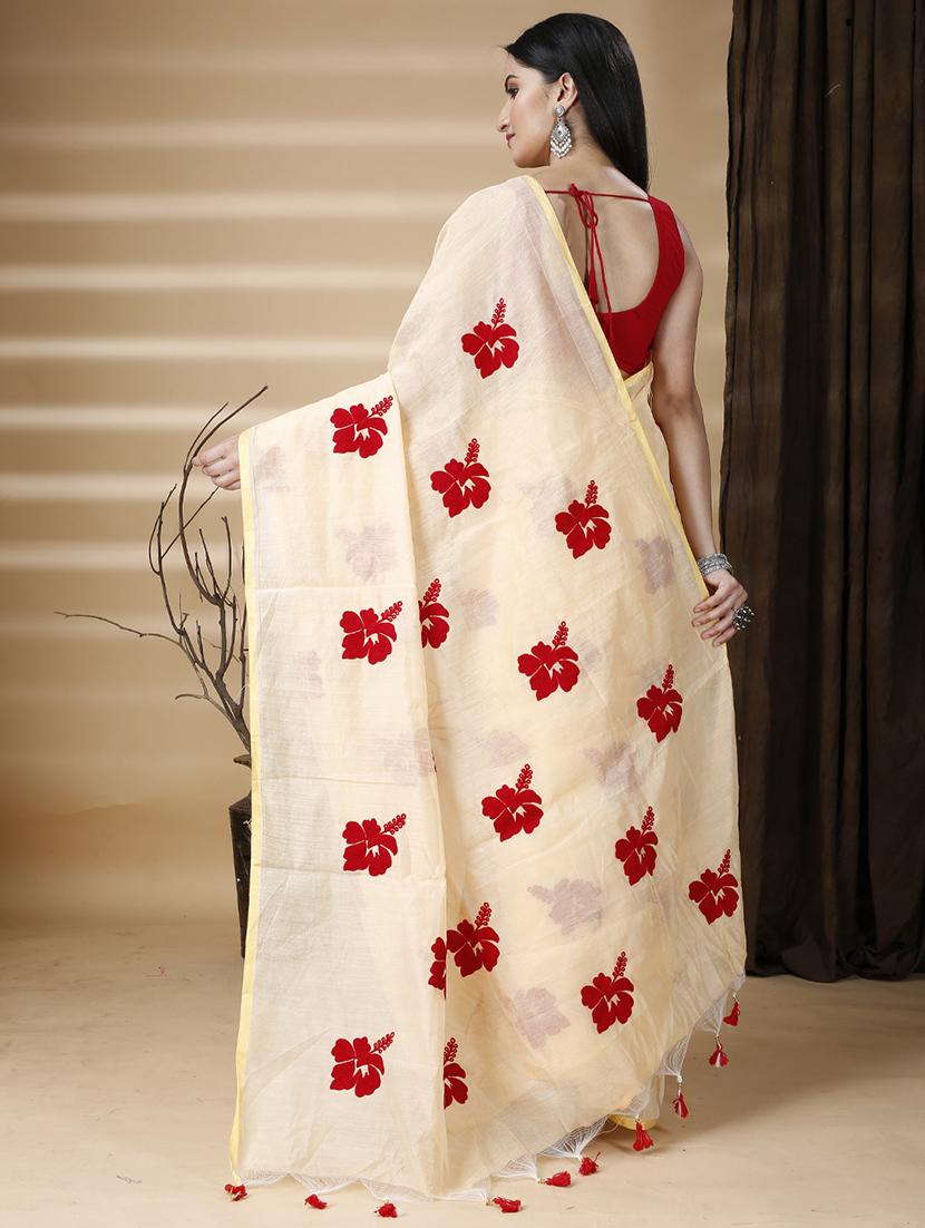 peach cotton blend printed saree - 22055724 - Standard Image - 2