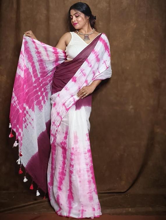 women tie & dye printed saree - 22056065 - Zoom Image - 0