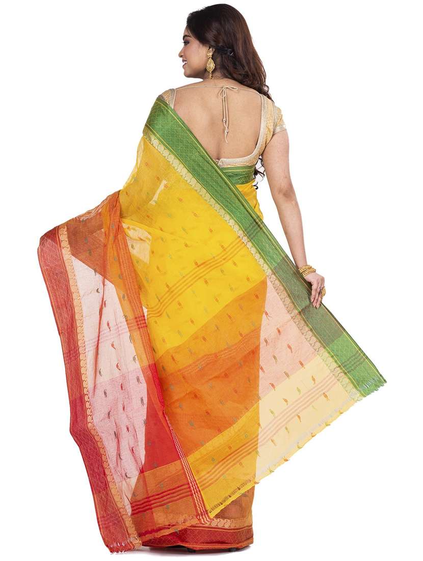 yellow cotton tant saree - 22056074 - Standard Image - 2