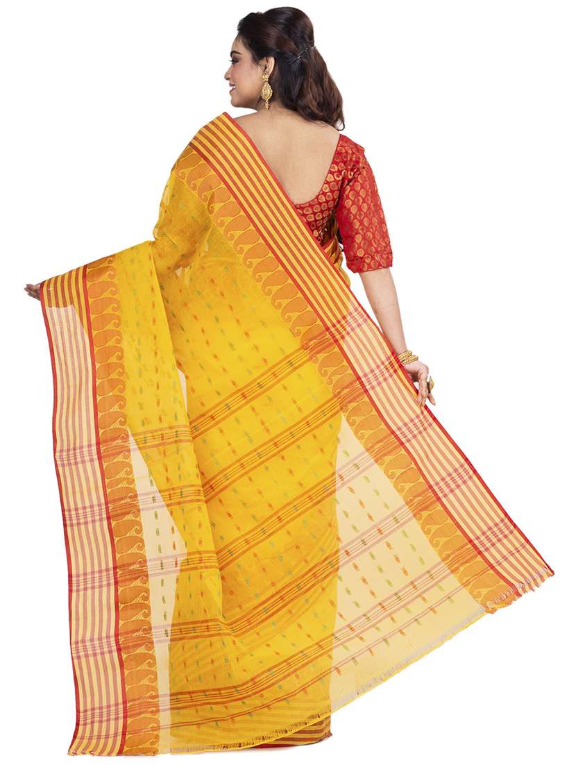 yellow cotton tant saree - 22056113 - Standard Image - 2