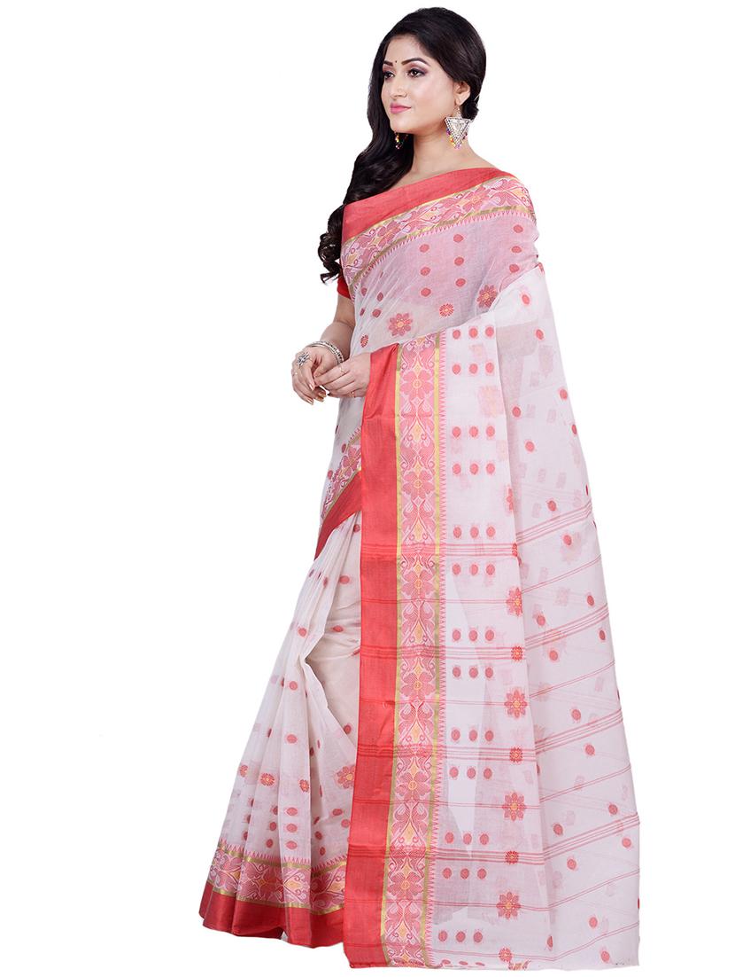 white cotton tant saree - 22056127 - Standard Image - 2
