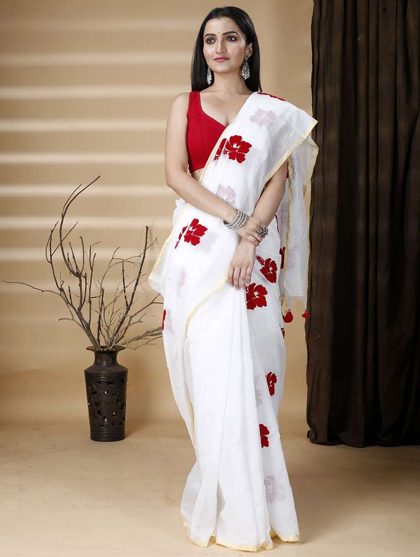 beige cotton printed saree - 22056659 - Standard Image - 2