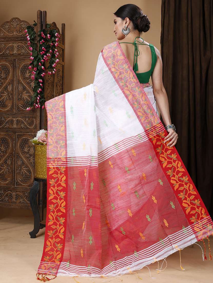 olive cotton handloom saree - 22056760 - Standard Image - 2