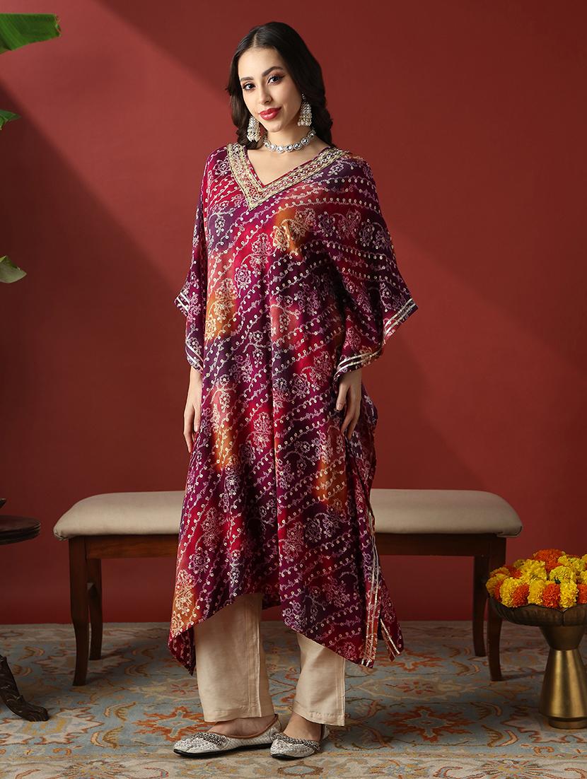 purple rayon kaftan kurta - 22056928 - Standard Image - 2