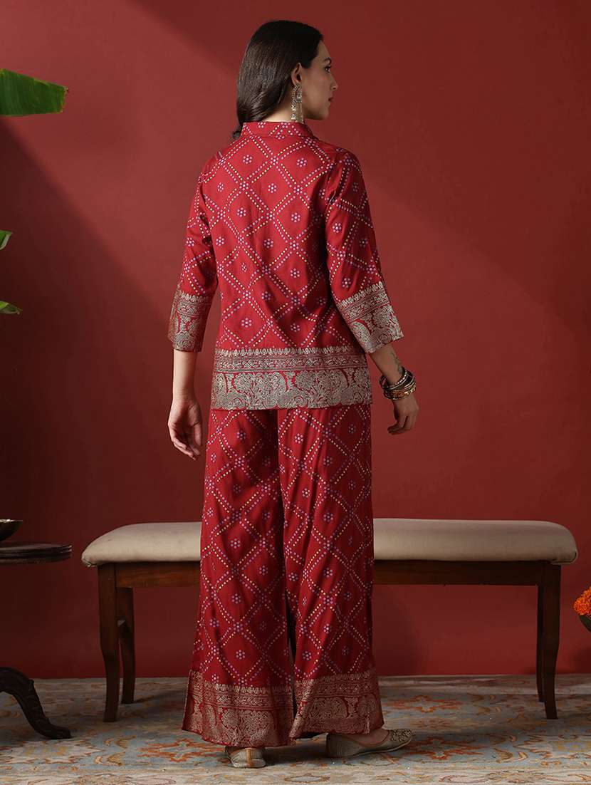 maroon rayon coord set - 22056950 - Standard Image - 2