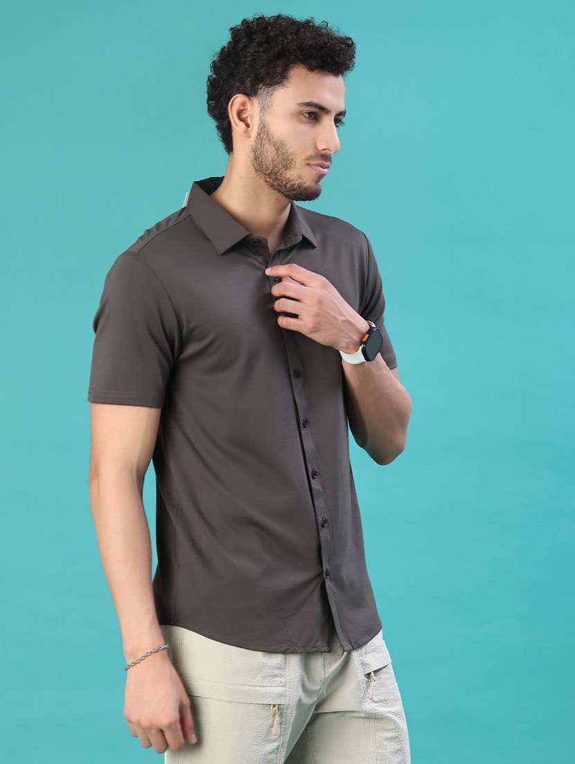 men solid short sleeve regular fit casual shirt - 22056962 -  Standard Image - 2