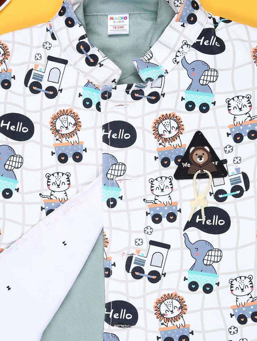 boys printed shirt and trouser co-ord set - 22057073 -  Standard Image - 2