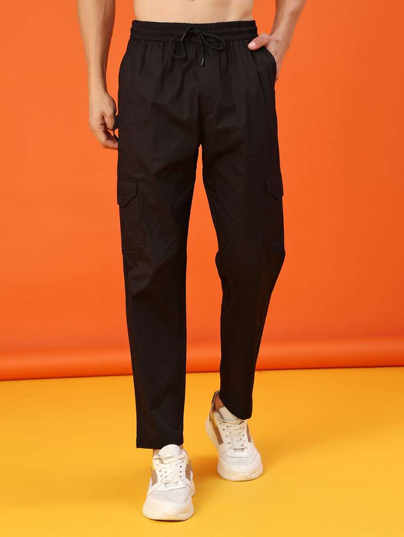 men solid mid rise cargo