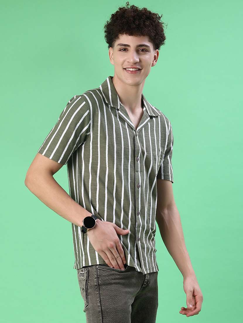 men striped short sleeve regular fit casual shirt - 22057362 -  Standard Image - 2