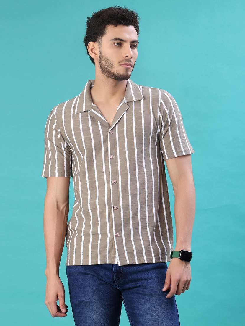 men striped short sleeve regular fit casual shirt - 22057363 -  Standard Image - 2